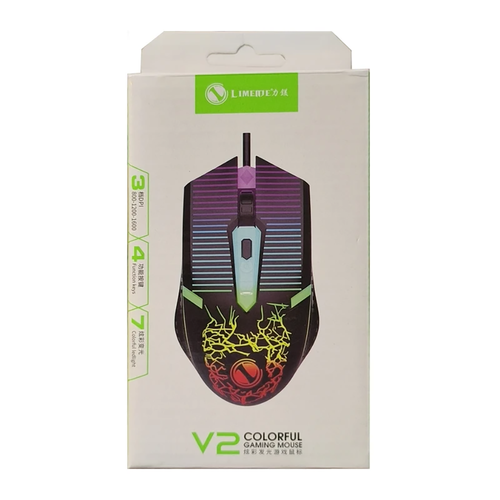 ماوس گیمینگ سیم دار لایماید مدل V2، دارای 4 کلید، دقت 1600 DPI، وزن 200 گرم نو